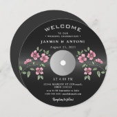 Invitation de mariage QR disque vinyle rétro vinta (Devant / Derrière)