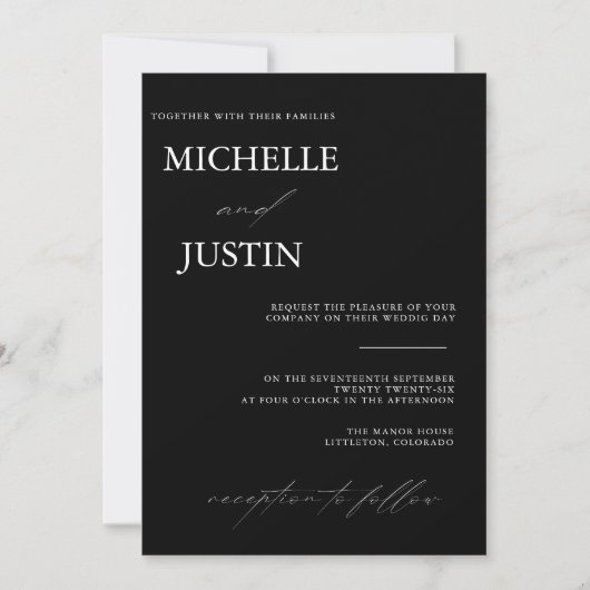 Invitation de mariage QR minimaliste moderne (Devant)