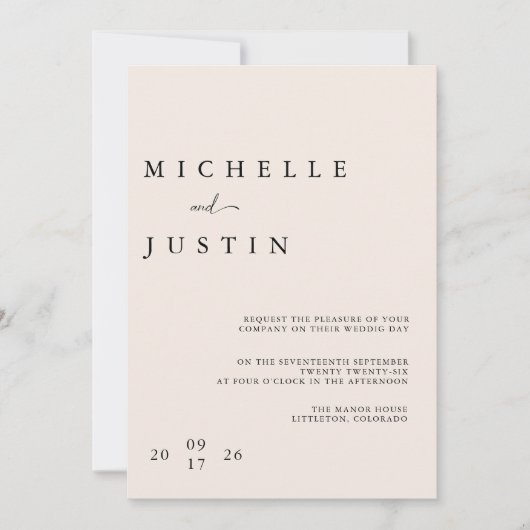 Invitation de mariage QR minimaliste moderne (Devant)