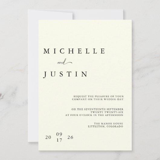 Invitation de mariage QR minimaliste moderne (Devant)