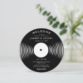Invitation de mariage QR sur disque vinyle rétro v (Debout devant)