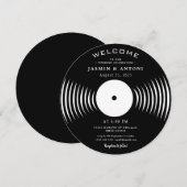 Invitation de mariage QR sur disque vinyle rétro v (Devant / Derrière)