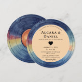 Invitation de mariage QR sur disque vinyle rétro v (Devant / Derrière)