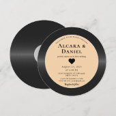 Invitation de mariage QR sur disque vinyle rétro v (Devant / Derrière)