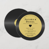 Invitation de mariage QR sur disque vinyle rétro v (Devant / Derrière)