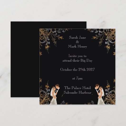 Invitation de mariage que vous pouvez personnalise (Devant / Derrière)