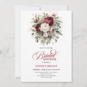 Invitation de mariage raffinée marron floral or (Devant)
