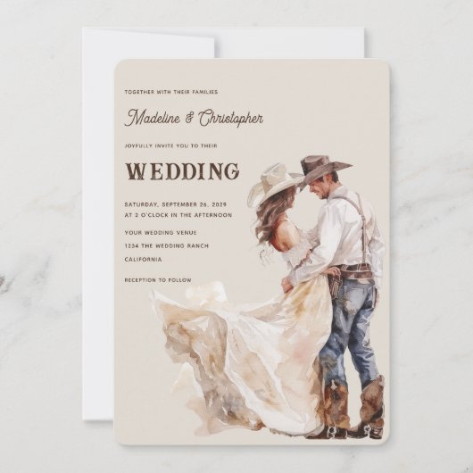 Invitation de mariage Ranch Western (Devant)