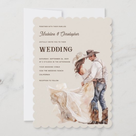 Invitation de mariage Ranch Western (Devant)