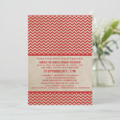 Invitation de mariage Red Chic Chevron (Debout devant)