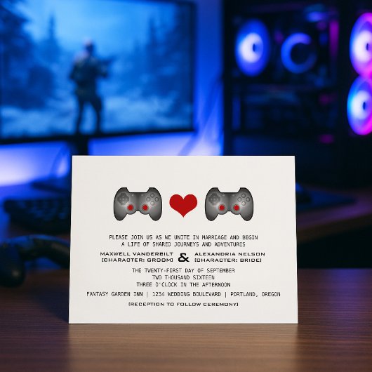 Invitation de mariage Red Cute Gamer