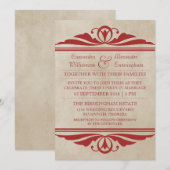 Invitation de mariage Red Elegant Deco (Devant / Derrière)