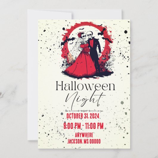 Invitation de mariage Red Halloween (Devant)
