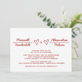 Invitation de mariage Red Heart Equation (Debout devant)