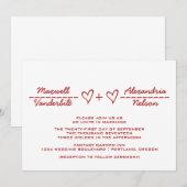 Invitation de mariage Red Heart Equation (Devant / Derrière)