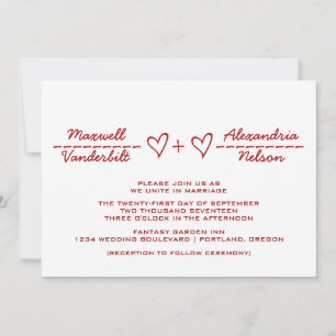 Invitation de mariage Red Heart Equation