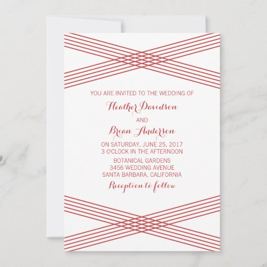 Invitation de mariage Red Modern Deco (Devant)