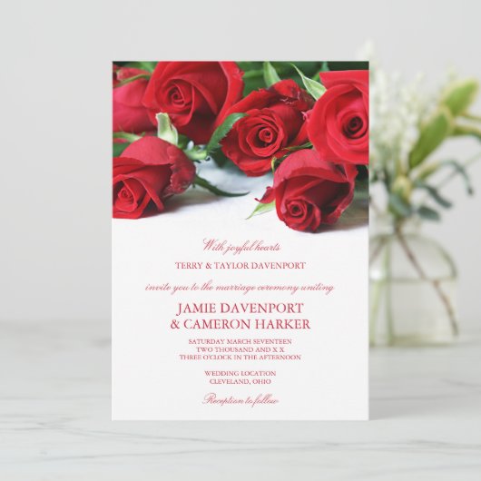Invitation de mariage Red Roses (Debout devant)