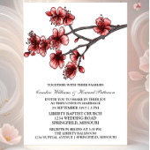 Invitation de mariage Red Simple Cherry Blossoms