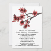 Invitation de mariage Red Simple Cherry Blossoms (Devant)