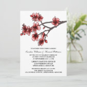 Invitation de mariage Red Simple Cherry Blossoms (Debout devant)