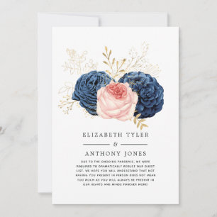 Invitation de mariage réduite avec fleurs rose sau