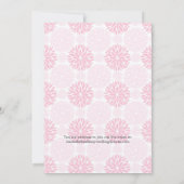 Invitation de mariage réduite avec fleurs roses et (Dos)