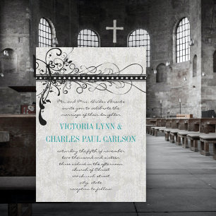 Invitation de mariage Renaissance en damas gris av