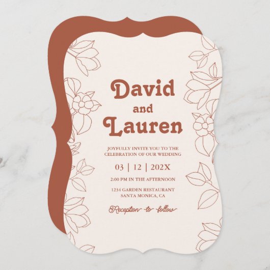 Invitation de mariage rétro (Devant / Derrière)
