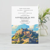 Invitation de mariage rétro à Édimbourg en Écosse (Debout devant)