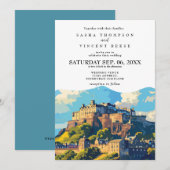 Invitation de mariage rétro à Édimbourg en Écosse (Devant / Derrière)