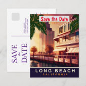 Invitation de mariage rétro à Long Beach Coastal (Devant / Derrière)