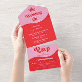 Invitation de mariage rétro années 70 tout en un r (Déchirure)