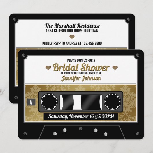 Invitation de mariage rétro cassette audio (Devant / Derrière)