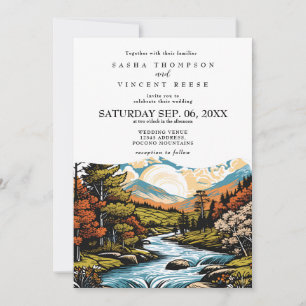 Invitation de mariage rétro dans les monts Pocono