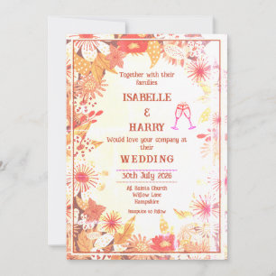 Invitation de mariage rétro des années 1070
