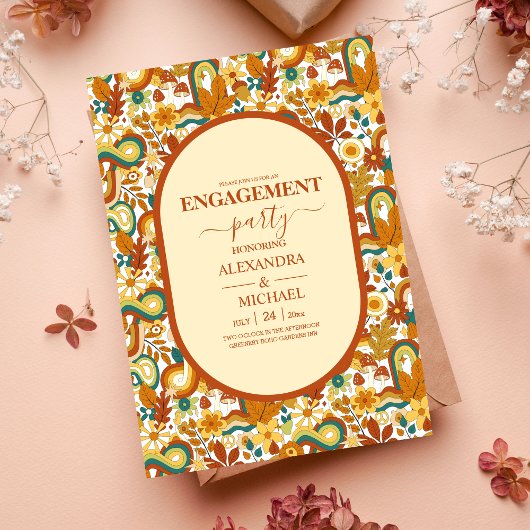 Invitation de mariage rétro groovy années 70 aux t