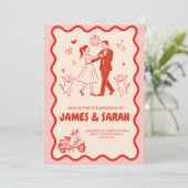 Invitation de mariage rétro groovy disco dancing (Debout devant)