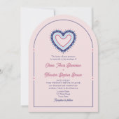 Invitation de mariage Retro Rose & Arche Bleue + Q (Devant)