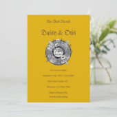 Invitation de mariage rétro vinyle 70s Boho (Debout devant)