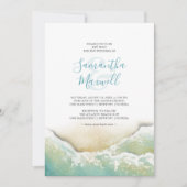 Invitation de mariage Rivage Aquarelle Bleu Tropic (Devant)