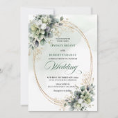 Invitation de mariage romantique à feuilles de ros (Devant)