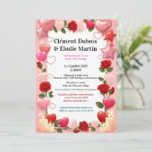 Invitation de Mariage Romantique aux Fleurs (Debout devant)