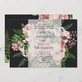 Invitation de mariage romantique aux roses ancienn (Devant / Derrière)