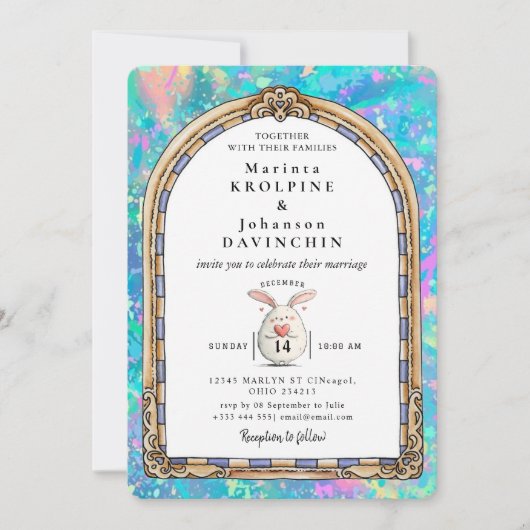 invitation de mariage romantique vintage (Devant)
