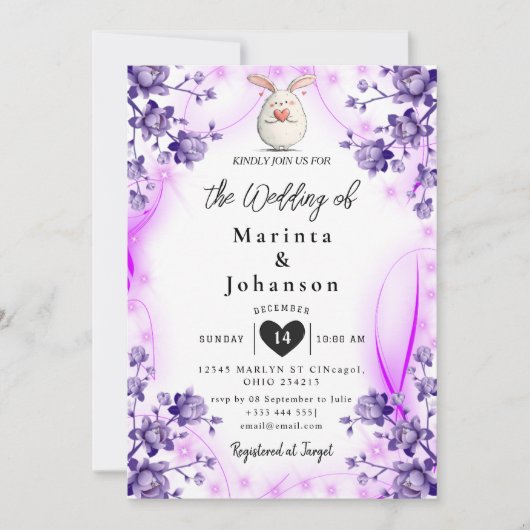 invitation de mariage romantique vintage (Devant)