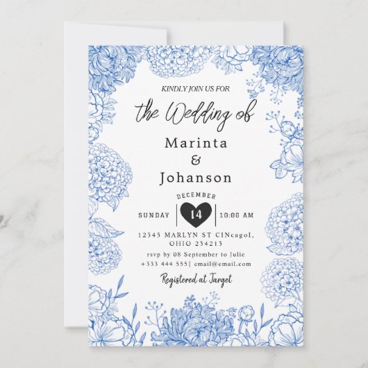 invitation de mariage romantique vintage (Devant)