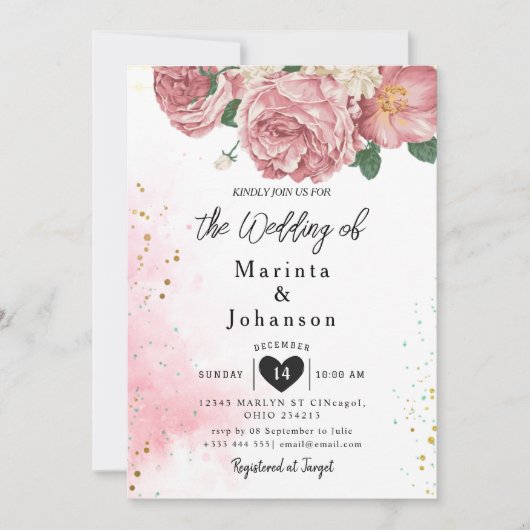 invitation de mariage romantique vintage (Devant)