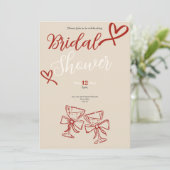 Invitation de mariage romantique vintage coeurs ro (Debout devant)