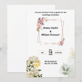 Invitation de mariage rose (Devant / Derrière)